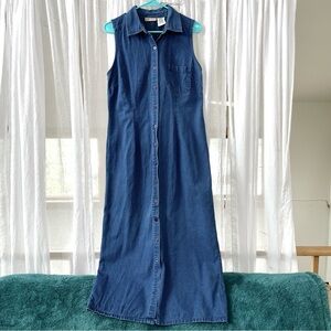 100% Cotton Vintage Denim Maxi Dress Faded Glory
